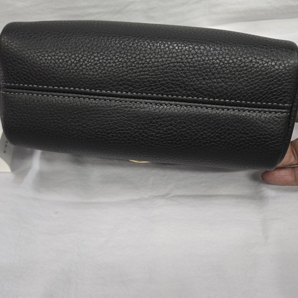 Coach Black Leather Cosmetic Bag with Gold Accent - Picture 9 of 14